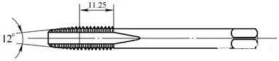 第3根絲錐的切削導(dǎo)向錐角修磨為12°