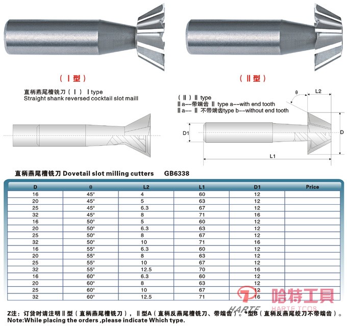 HT-C3401 直柄燕尾槽銑刀 GB/T6338